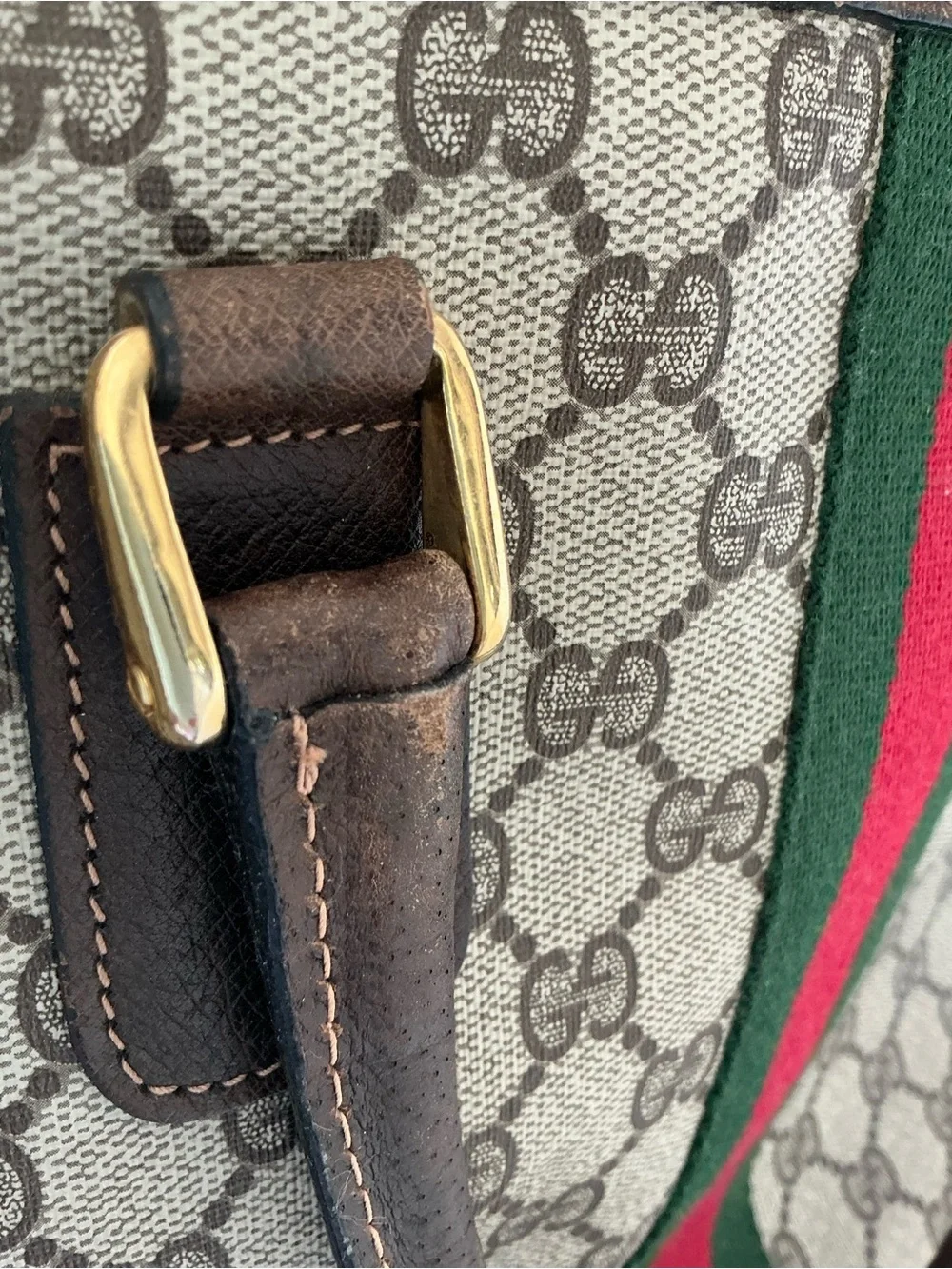 Vintage Gucci GG Supreme Web Stripe Briefcase Business Bag